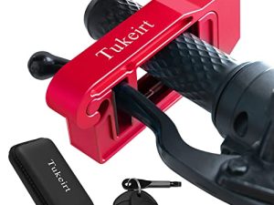 Tukeirt Motorcycle Lock - Adjustable Anti Theft for Motorcycles Mopeds Motorbikes Scooters ATVs Dirt Bike Street Bike Braking The Front Wheel Use on Grip Brake Handlebar (red)