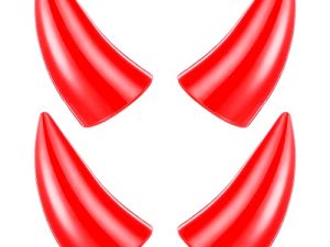 4 Pcs Motorcycle Helmet Horns Devil Large Devil Horns for Helmet Motorcycle Helmet Accessories with Suction Cups Halloween 3D Devil Bull Horn for Truck Bike Helmet Car Bumper Christmas Gift (Red)