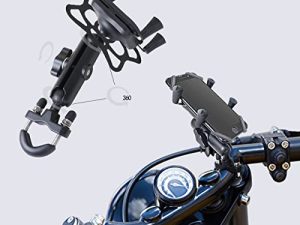 LAZORA Phone Holder for Motorcycle Aluminum Alloy Material Sturdy and Durable Two U-Bolt Base 360°Rotating Suitable for All Phones Motorcycle Handlebar Phone Mount