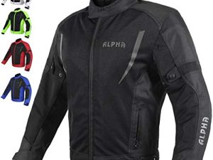 ALPHA CYCLE GEAR HI VIS MESH MOTORCYCLE JACKET FOR MENS RIDING BIKERS RACING DUAL SPORTS BIKE ARMORED PROTECTIVE...(BLACK