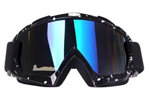 4-FQ Motorcycle Goggles Dirt Bike Goggles Motocross Goggles Windproof ATV Goggles Dustproof Racing GogglesScratch Resistant Ski Goggles Protective Safety Glasses PU Resin (Black frame+Color lens)