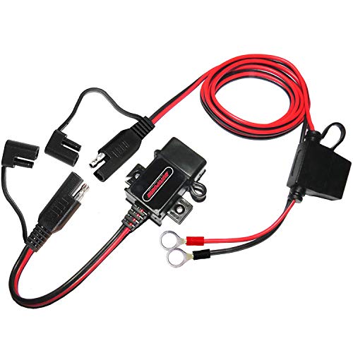MOTOPOWER MP0609AA 3.1Amp Motorcycle USB Port Kit SAE to USB Adapter Cable with SAE Cap MOTOPOWER MP0609AA 3.1Amp Motorcycle USB Port Kit SAE to USB Adapter Cable with SAE Cap