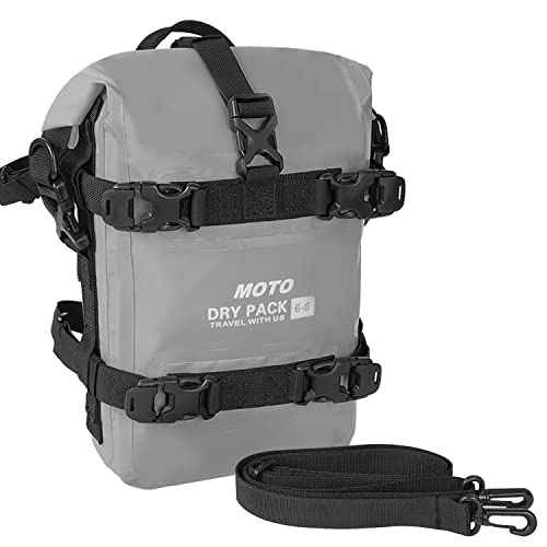 tacxmotorrad 8L Waterproof Motorcycle Bumper Bag Dirt Bike Bumper Bag Quick Install Kit Motorcycle Organizer with Shoulder Strap Crossbody (GREY tacxmotorrad 8L Waterproof Motorcycle Bumper Bag Dirt Bike Bumper Bag Quick Install Kit Motorcycle Organizer with Shoulder Strap Crossbody (GREY