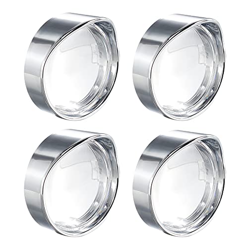 NTHREEAUTO 4PCS Clear Bullet Turn Signals Lens Cover with Chrome Visor Bezels Compatible with Harley Dyna Sportster Road King Street Glide Softail Fatboy NTHREEAUTO 4PCS Clear Bullet Turn Signals Lens Cover with Chrome Visor Bezels Compatible with Harley Dyna Sportster Road King Street Glide Softail Fatboy
