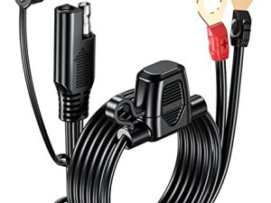 Kewig Motorcycle Solar SAE Quick Disconnect Extension Cable Adapter - 6FT SAE to O Ring Terminal Harness Quick Disconnect with 10A Fuse 2 Pin Plugs for Tractor