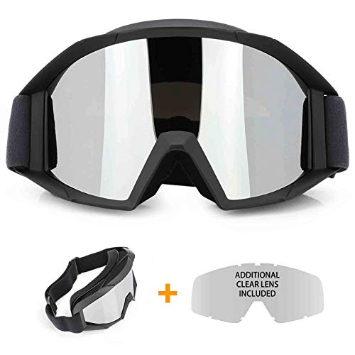 Motorcycle Goggles ATV Dirt Bike Mx Glass Off Road for Men Women Adult Kids with Replacing Clear Lens Windproof (Black) Motorcycle Goggles ATV Dirt Bike Mx Glass Off Road for Men Women Adult Kids with Replacing Clear Lens Windproof (Black)