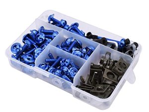 Universal Motorcycle Fairing Screws Windscreen Aluminium Screw Body Spring Bolts Nuts Kit For Yamaha Kawasaki Suzuki BMW etc Blue