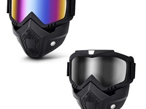 SHUOLIYAN 2 pieces men motorcycle goggles with removable face shield paintball ATV dirt bike full face anti fog glasses for men women