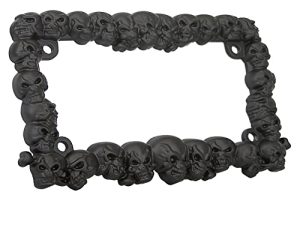 TC Sportline LPF270-BK 3D Skulls Style Zinc Metal Matte Black Finished Motorcycle License Plate Frame