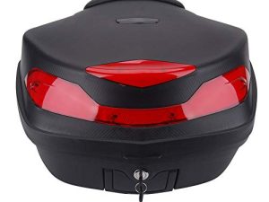 Comie Motorcycle Tour Tail Box Trunk Luggage Top Lock Storage Carrier Case w/soft backrest&handle - 48L Capacity - Can Store Helmet (Black)