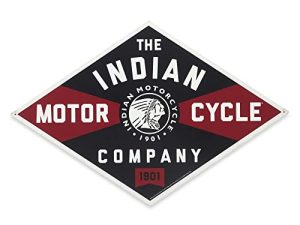 Open Road Brands Indian Motorcycle Company Vintage Diamond Metal Sign - Large Indian Motorcycle Company Sign