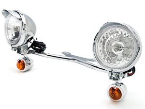 Krator Chrome Motorcycle Passing Light Bar & Turn Signals Compatible with Yamaha V-Star Vstar V Star XVS 1100 Custom (Bracket Modification Required)