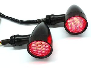2pcs Black 15 LED Motorcycle Stop Brake Running Turn Signal Indicator Red Lights For Harley Honda Chopper (Black with net-Red Light)