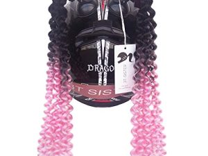 3T-SISTER Helmet Pigtails Gradient Ramp Helmet Curly Ponytail Helmet Hair with Suction Cup for Motor Bike 2PCS (Helmet not Included)