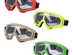 LJDJ Motorcycle Goggles - Glasses Set of 4 - Dirt Bike ATV Motocross Adjustable UV 400 Outdoor Sports Tactical Dust-Proof Combat Military Glasses for Kids