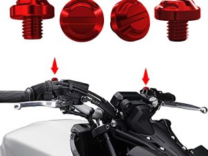 AVERZELLA 4pcs Motorcycle Red Mirror Hole Plugs 2 Regular+2 Reverse M10x1.25 (Red