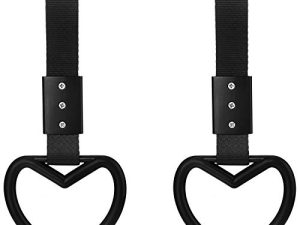 2 Pieces Rings Heart shaped Car Handle Straps Drift Charm Rear Bumper Warning Ring Decor Subway Bus Broken Heart Handle for Car Interior(Black)