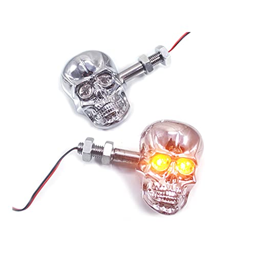 PerfecTech Motorcycle 10mm Screw Skull Head LED Amber Turn Signal Indicator Light (Chrome) PerfecTech Motorcycle 10mm Screw Skull Head LED Amber Turn Signal Indicator Light (Chrome)