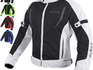 ALPHA CYCLE GEAR HI VIS MESH MOTORCYCLE JACKET FOR MENS RIDING BIKERS RACING DUAL SPORTS BIKE ARMORED PROTECTIVE... (GRAY