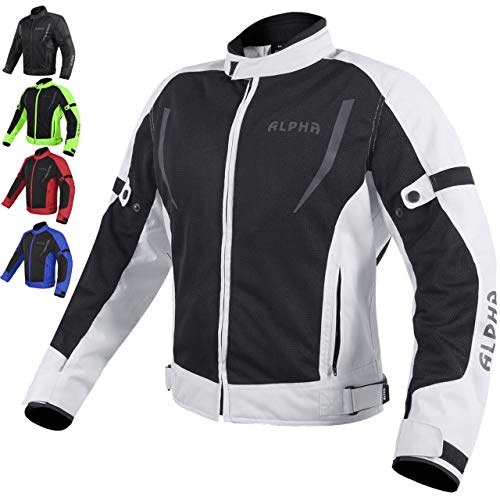 ALPHA CYCLE GEAR HI VIS MESH MOTORCYCLE JACKET FOR MENS RIDING BIKERS RACING DUAL SPORTS BIKE ARMORED PROTECTIVE... (GRAY ALPHA CYCLE GEAR HI VIS MESH MOTORCYCLE JACKET FOR MENS RIDING BIKERS RACING DUAL SPORTS BIKE ARMORED PROTECTIVE... (GRAY