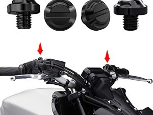AVERZELLA 4pcs Motorcycle Mirror Hole Plugs Screws Bolts 2 Regular+2 Reverse M8x1.25 (black