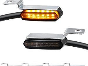 NTHREEAUTO Handlebar Sequential Front Turn Signals LED Mini Motorcycle Blinkers Flowing Marker Light Compatible with Harley Sportster Dyna 883 1200 Road King Softail