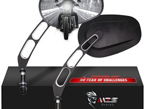 MZS Motorcycle Rear View Mirrors 360 Degree Rod Hollow Adjustment Side Black Compatible with Sportster Road King Street Glide Electra Dyna Softail Ultra Vrod FLHTC FLHT FLHR FLSTC FLTRU FXDB FXDF
