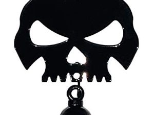 Kustom Cycle Parts Universal Gloss Black Skull Bell Hanger With Gloss Black Bell - Bolt and Ring Included. Fits all Harley Davidson Motorcycles & More! Proudly MADE IN THE USA! (Gloss Black)