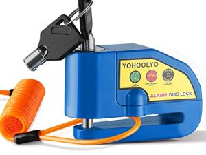 YOHOOLYO Alarm Disc Lock Motorcycle Disc Brake Lock Anti-Theft Waterproof 110 dB 7mm Pin 5ft Reminder Cable for Motorcycles Bike Scooter Carry Pouch