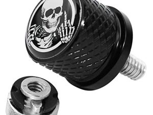 GUAIMI Fender Seat Bolt Screw Nut Kit 1/4"-20 Thread Compatible with Harley Sportster Touring Electra Glide Street Glide 1996-2020 -Skeleton Middle Finger-Black