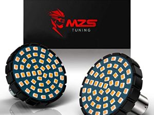 MZS 2" Amber 1156 Rear Turn Signal LED Bulb w/2835 Chips Bullet Style All-in-One Light Kit Compatible Most Family Motorcycles (Pack of 2)