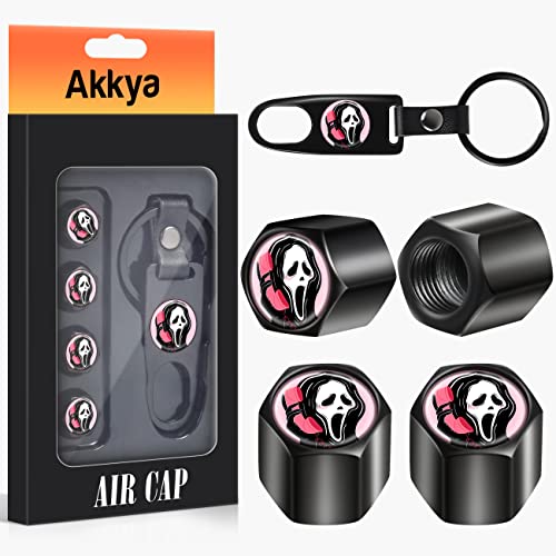 Akkya Tire Valve Stem Caps Cover for Car Bike Bicycle Motorcycles Tractors Mountain Bikes Trucks Funny Fun Ghost Skull Face Black Metal Chrome Tire Air Pressure Covers Wheel Accessories Parts Akkya Tire Valve Stem Caps Cover for Car Bike Bicycle Motorcycles Tractors Mountain Bikes Trucks Funny Fun Ghost Skull Face Black Metal Chrome Tire Air Pressure Covers Wheel Accessories Parts
