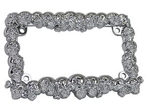 TC Sportline LPF270-C 3D Skulls Style Zinc Metal Chrome Finished Motorcycle License Plate Frame