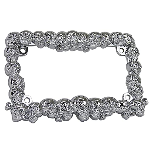 TC Sportline LPF270-C 3D Skulls Style Zinc Metal Chrome Finished Motorcycle License Plate Frame TC Sportline LPF270-C 3D Skulls Style Zinc Metal Chrome Finished Motorcycle License Plate Frame