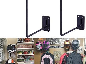 PEI Motorcycle Accessories Helmet Holder Jacket Hanger Wall Mounted Multifunctional Rack (black 2pc)