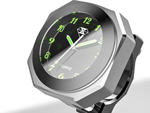 Perfectech Waterproof 7/8"- 1 1/8" Handlebar Luminous Dial Motorcycle Clock for Dirt Bike Motocross Yamaha Kawasaki Honda Suzuki Harley Davidson (Silver)