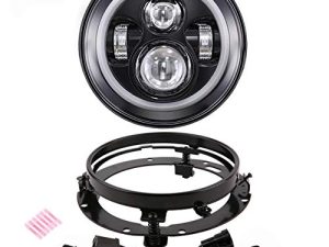 Z-OFFROAD New 7 Inch Halo LED Headlight Black with DRL High Low Beam Headlamp Kit Compatible With Harley Davidson Street Glide Electra Glide Ultra Classic Road King Heritage Softail Fatboy Motorcycle