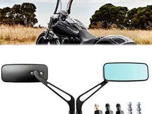 8mm/10mm Black Motorcycle Rectangle Handlebar Rearview Mirrors For Harley Softail Sportster Chopper Bobber