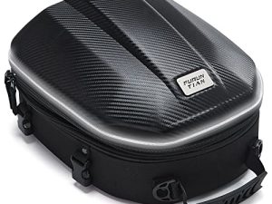 ILM LED Motorcycle Backpack Dual Use Hardshell Tail Bag Waterproof Motorbike Seat Luggage Helmet Bags with Expandable Storage 12L-25L Dirt Bike Cruiser Scooter Accessories (Black