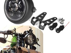 HOZAN 5.75 5-3/4inch Black LED Motorcycle Headlight with Headlight Housing for Shadow for Kawasaki for Suzuki Motorbikes for Metric bikes for Cruisers for Choppers