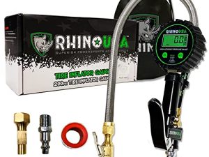 Rhino USA Digital Tire Inflator with Pressure Gauge (0-200 PSI) - ANSI B40.7 Accurate