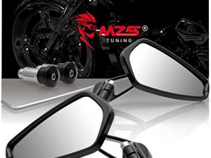 MZS Motorcycle Bar End Mirrors Rear View Side Mirror Black 7/8 Compatible with GROM MSX125 CB500F Z125 Z750 Z900 MT-03 MT-07 FZ-07 MT-09 FZ-09 MT-10 FZ-10 FZ6 FZ8 FZ6R SV650 SV1000 GSXR 600 750 1000