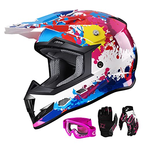 GLX GX623 DOT Kids Youth ATV Off-Road Dirt Bike Motocross Motorcycle Full Face Helmet Combo Gloves Goggles for Boys & Girls (Camouflage GLX GX623 DOT Kids Youth ATV Off-Road Dirt Bike Motocross Motorcycle Full Face Helmet Combo Gloves Goggles for Boys & Girls (Camouflage
