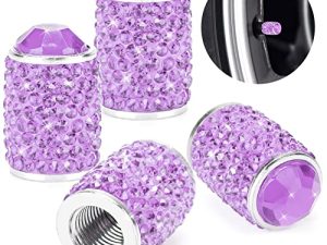 ToBeQueen Bling Tire Valve Stem Covers Purple