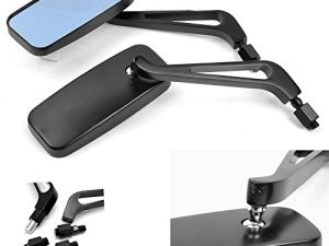 Devilmotor Black Rectangle Motorcycle Bobber Mirrors for Cruiser Chopper with Smoke Blue 8mm-10mm (Black)