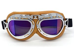 evomosa Motorcycle Goggles Vintage Pilot Style Cruiser Scooter Goggle Outdoor Sand Goggles Bike Racer Cruiser Touring Eyewear for Half Helmet