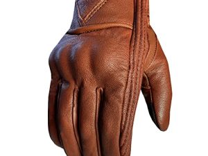 Jackets 4 Bikes Men's Premium Leather Street Motorcycle Protective Cruiser Biker Gel Gloves Tan S