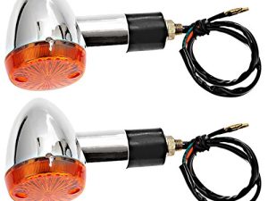 Motorcycle Amber Chrome Bullet Front Rear Turn Signal Indicator Amber Lights Compatible With Honda Fury Interstate Nighthawk Rebel Sabre Shadow(2 Packs)