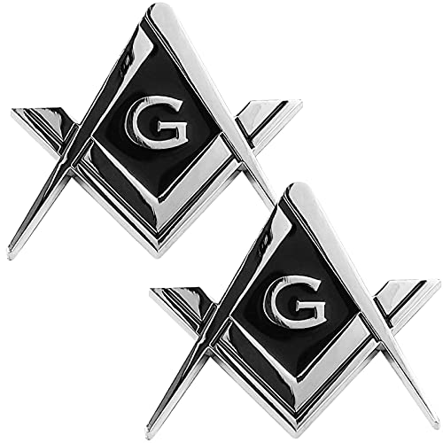 2 Pack 2.75" Chrome Plated Masonic Car Emblem Mason Square and Compasses Auto Truck Motorcycle Decal Gift Accessories 2 Pack 2.75" Chrome Plated Masonic Car Emblem Mason Square and Compasses Auto Truck Motorcycle Decal Gift Accessories
