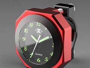 Perfectech Waterproof 7/8"- 1 1/8" Handlebar Luminous Dial Motorcycle Clock for Dirt Bike Motocross Yamaha Kawasaki Honda Suzuki Harley Davidson (Red)
